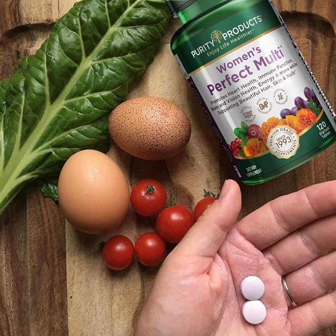 Purity Products Women’s Perfect Multi Balanced Multivitamin - Supports Urinary Tract Health Immune Bone + Muscle Hair Skin Nails an Elite Probiotic for Digestive Health + More - 120 Tablets