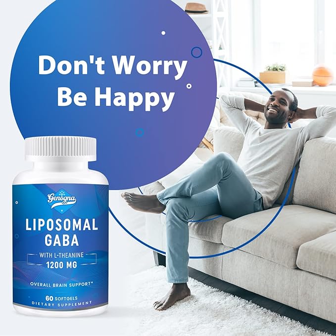 Liposomal GABA with L-Theanine 1200mg - 2 Pack High Bioavailable GABA Supplements120 Capsules for Adults
