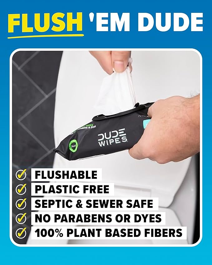 Dude Wipes + Zenwise #2 Plus Bundle – 48 Flushable Wipes + 15 Digestive Enzymes with Probiotics and Prebiotics + 14 No Bloat Caps – for Digestive Gut and Butt Health