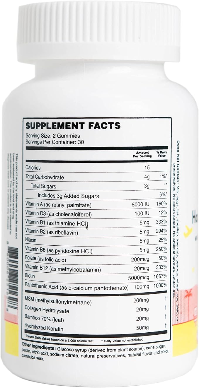 MEWD Teen and Kids Hair Skin &amp Nails Support Multivitamin Gummies - Biotin Strength &amp Growth with Zinc Vitamins A D3 B1 B2 B6 &amp B12 - Gluten-Free Non-GMO for Girls &amp Boys - 60 C