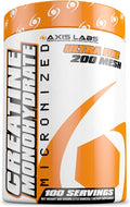 Axis Labs Micronized Creatine Monohydrate - Mineral Supplement - 100 Servings - Enhances Strength - Boosts Muscle Growth - Increases Overall Size