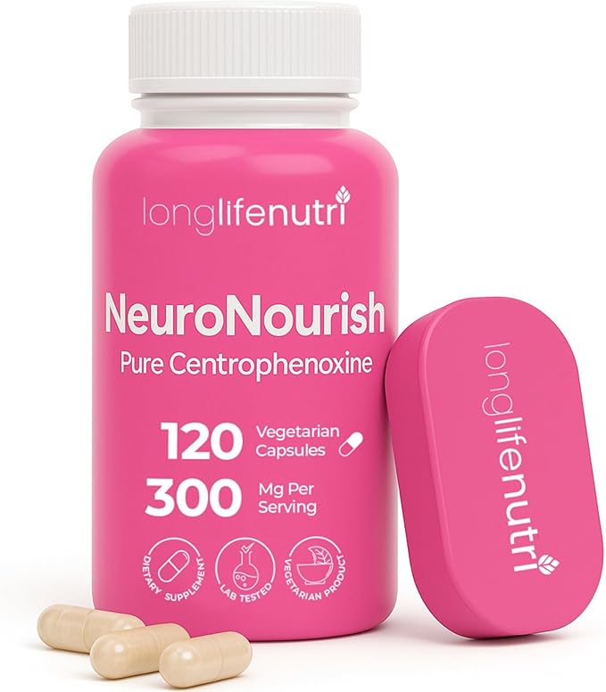 NeuroNourish (Centrophenoxine) 300mg - 120 Vegetarian Capsules 4-Month Supply Natural Nootropic for Strengthening Memory Focus &amp Cognitive Function GMP Certified Made in USA