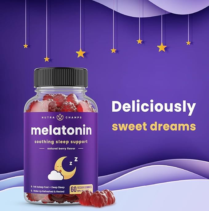 Melatonin Gummies for Kids &amp Adults | Natural Sleep Aid Drug-Free Vegan Berry Flavor Kids Melatonin Gummy Supplement | 2.5mg 5mg or 10mg Dose | Sleeping Pills Substitute (60 Count (Pack of 1))