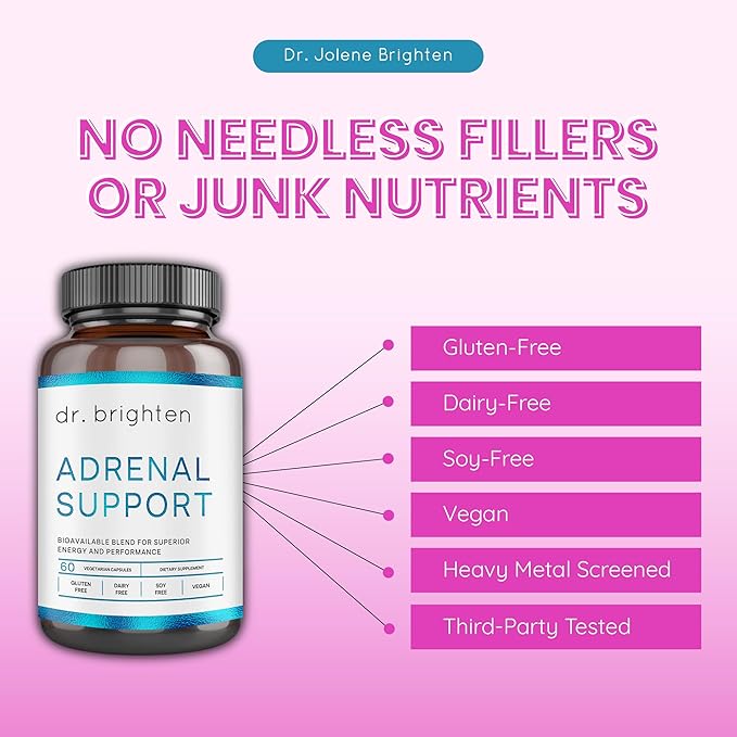 Dr. Brighten Adrenal Support - Dietary Supplement with Ashwagandha to Support Healthy Energy Levels and Stress Response (60 Count)