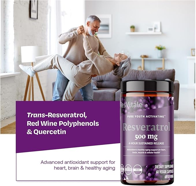 ResVitále Resveratrol 500 mg - Resveratrol Supplement for Men and Women - 60 Veggie Capsules