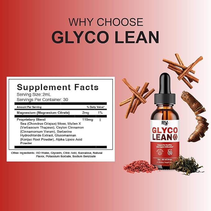 BLUE VIBE Glyco Lean Drops Glyco Lean Liquid Drop Supplement Maximum Strength Overall Health &amp Wellness Support GlycoLean Daily Health Support Liquid Formula Supplement (1 Pack - 2oz / 60ml)