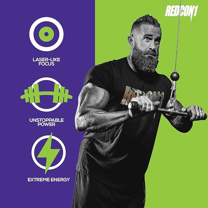 REDCON1 Total War Pre Workout Sour Gummy Bear - Contains 320mg of Caffeine from Green Tea Juniper &amp Beta Alanine - Pre Work Out with Amino Acids to Increase Pump Energy + Endurance (30 Servings