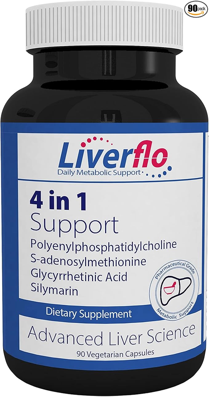 Nutrasal LiverFlo Liver Support PPC Polyenylphosphatidylecholine S-adesnosylmethionine Glycyrrhetinic Acid Silymarin Supplement Vegetarian Capsules