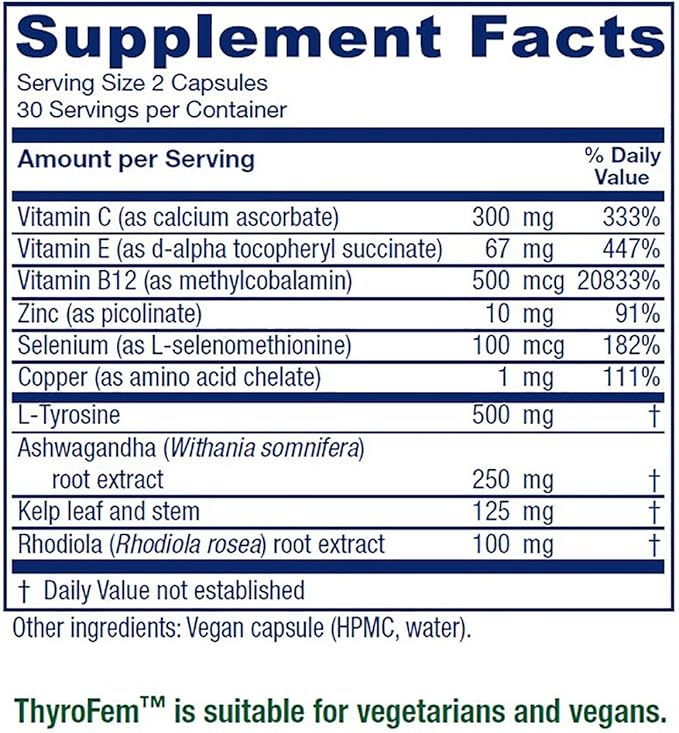 Vitanica ThyroFem Thyroid Gland Support Vegan 60 Capsules