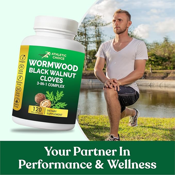 Wormwood Black Walnut Clove Complex 3-in-1 Formula with Sweet Wormwood Extract 120 Veggie Capsules Non-GMO &amp Gluten-Free Herbal Supplement for Adults
