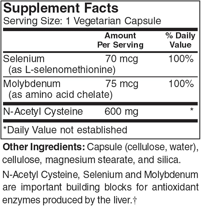 Holly Hill Health Foods NAC 600 (N-Acetyl Cysteine) 120 Vegetarian Capsules