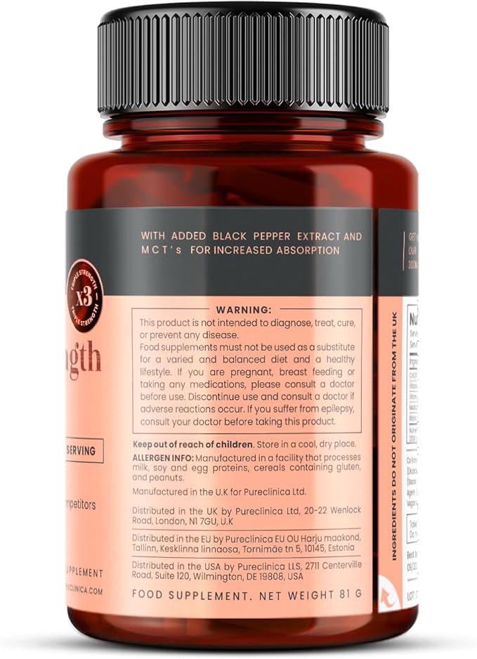 pureclinica Fermented CoQ10 300mg x 90 Tablets. Non GMO USP Grade. with Added Vitamin C and Black Pepper Extract for Absorption.