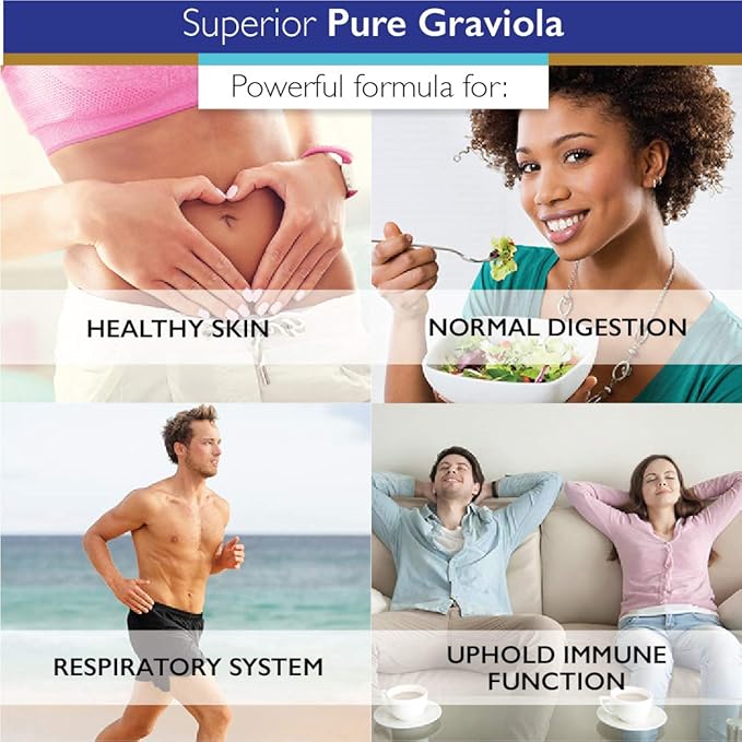 Superior Labs Graviola 1200mg Pure Natural Non-GMO Herbal Antioxidant Immune &amp Respiratory Support Promotes Healthy Skin Cell Growth &amp Balanced Mood High-Potency Extract 120 Veg Capsules