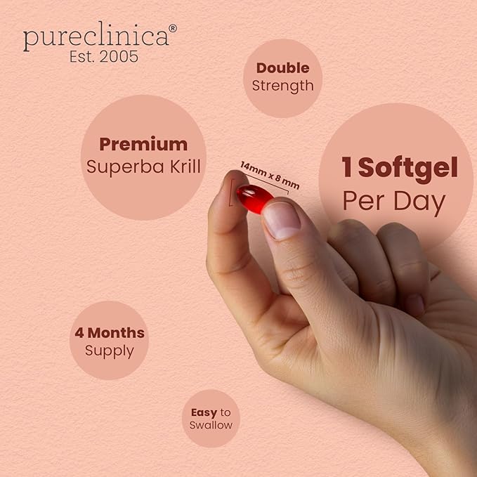 Ultra Pure Krill Oil 500mg x 480 Capsules (4 Bottles) - Sourced in The Unpolluted Waters of Antarctic Providing a Rich Supply of Astaxanthin and Omega 3