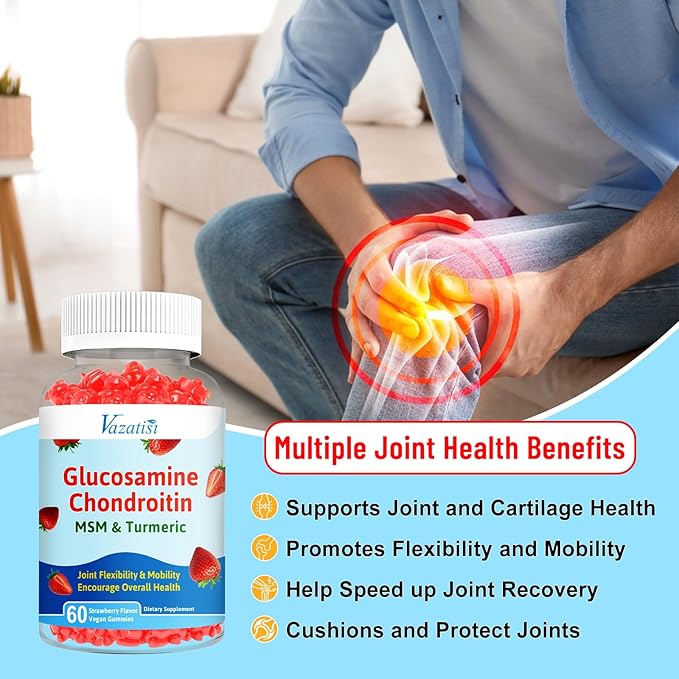 Glucosamine Chondroitin Gummies with MSM Turmeric &amp Boswellia - Joint Support Supplement - Cartilage Support Flexibility &amp Strength - 120 Gummies