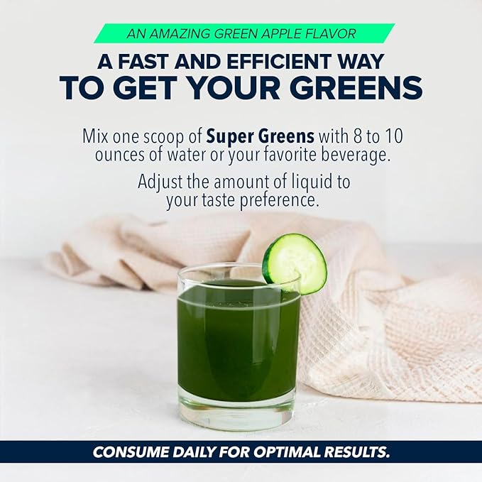 Super Greens Beet Infused Superfood Powder – Organic Green Superfoods Protein Antioxidants &amp Probiotics Supports Healthy Blood Pressure Digestion &amp Energy Boost (Green Apple 30 Servings)