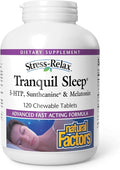 Natural Factors Tranquil Sleep - Calm Sleep Health Supplement - Relaxation Support Supplement with Melatonin &amp 5-HTP - 120 Chewable Tablets (60 Servings)