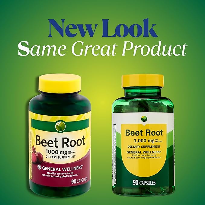 KP+ Spring Valley Beet Root 1000 mg | Natural Energy &amp Circulation Support | Dietary Supplement | 90 Capsules | General Wellness | (1)