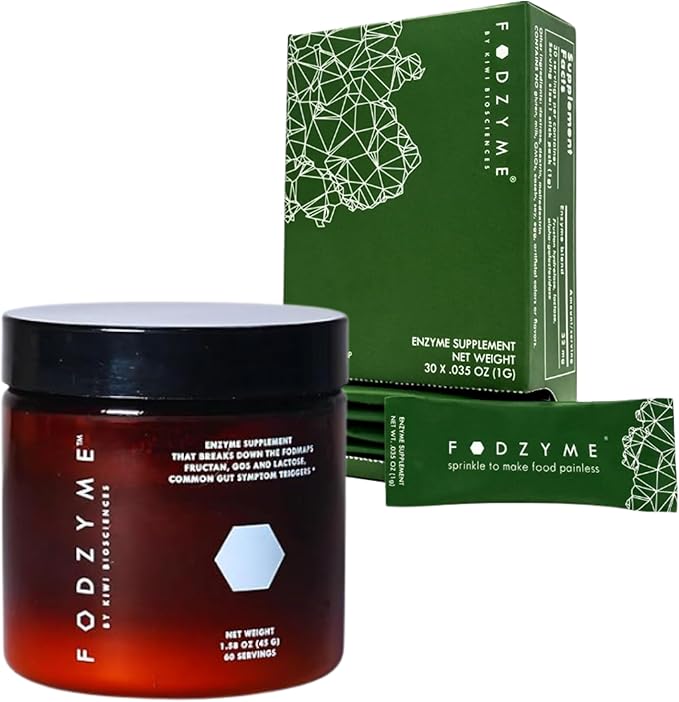 FODZYME® Home &amp On-The-Go Kit Bundle Digestive Enzymes for Gut Health Relief for Bloating Gas Constipation Diarrhea Abdominal Pain Low FODMAP