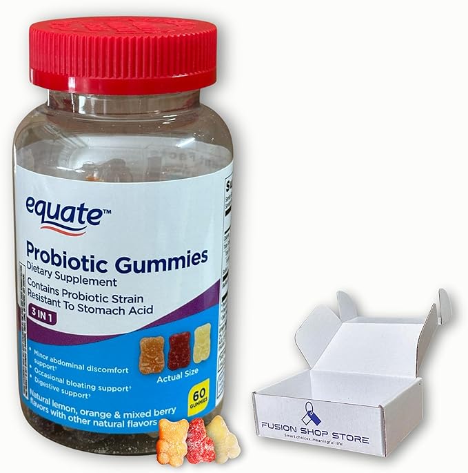 Probiotic Daily Gummies- 3 in 1 Daily Natural Fruit Flavors Unisex 60 Count (Pack of 1) Boxed by Fusion Shop Store