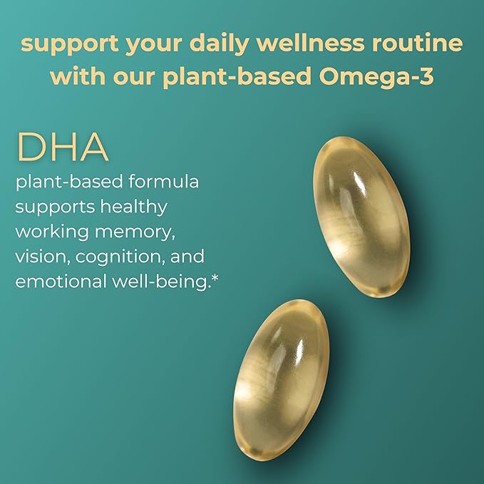 Iwi DHA Omega-3 60 Softgels (30 Servings) Plant-Based Algae Omega 3 Brain Eyes &amp Nervous System Support Dietary Supplement Krill &amp Fish Oil Alternative No Fishy Aftertaste