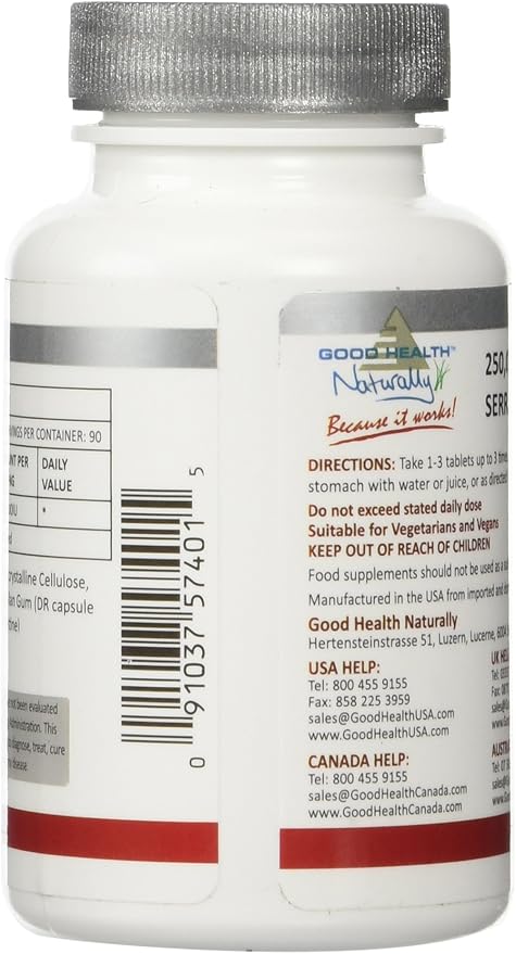 Serra Enzyme Serrapeptase Supplement - Clear Lungs and Sinuses Proteolytic Digestive Cleanse | 250000 IU - Maximum Strength | 90 Capsules
