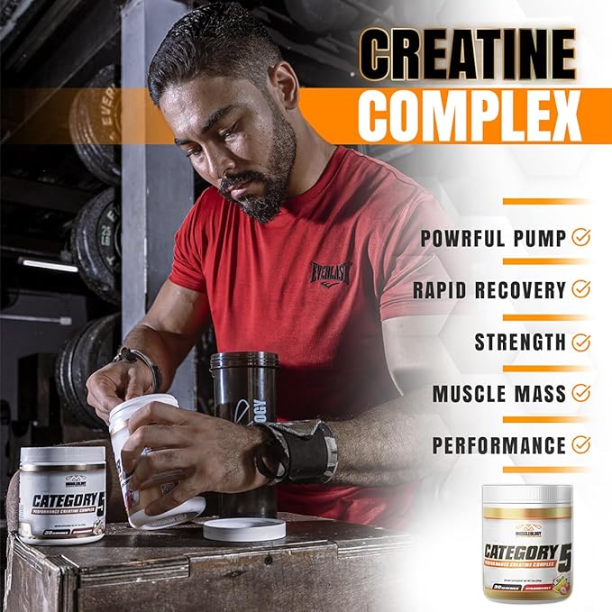 Muscleology Category5 Stim-Free Pre-Workout – Creatine Beta-Alanine &amp Magnesium Performance Formula – Electrolytes for Strength Power &amp Endurance – No Caffeine – Strawburst Flavor
