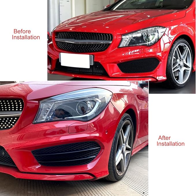 Front Bumper Fog Lamp Grille Black Replacement for CLA‑Class C117 AMG Line CLA45 2013 2014 2015