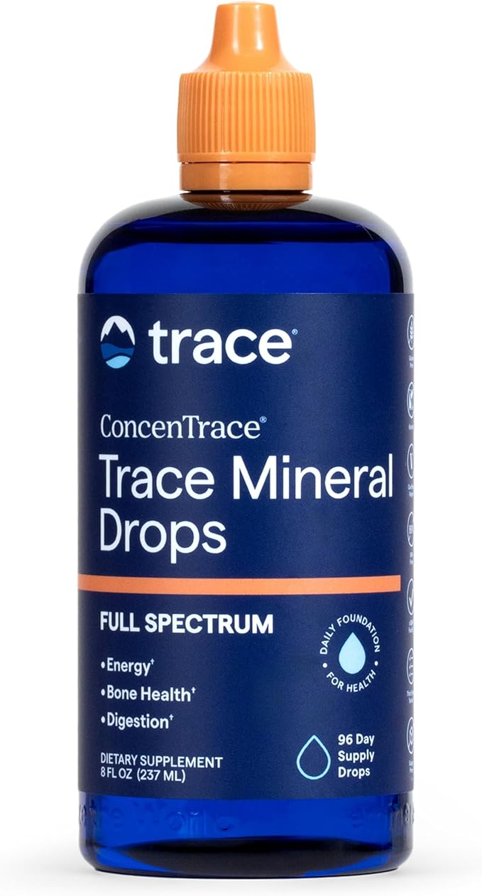 Trace Minerals ConcenTrace Trace Mineral Drops | Supports Energy Digestion Bone Health &amp Hydration 70+ Ionic Trace Minerals w/Magnesium Chloride &amp Potassium | Keto Vegan &amp Non-GMO | 9