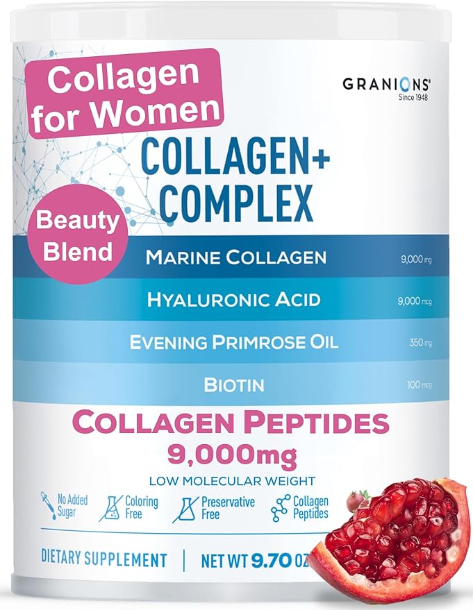 Granions Collagen Complex CoQ10 and Marine Collagen Pomegranate Powder Anti-Aging Bundle