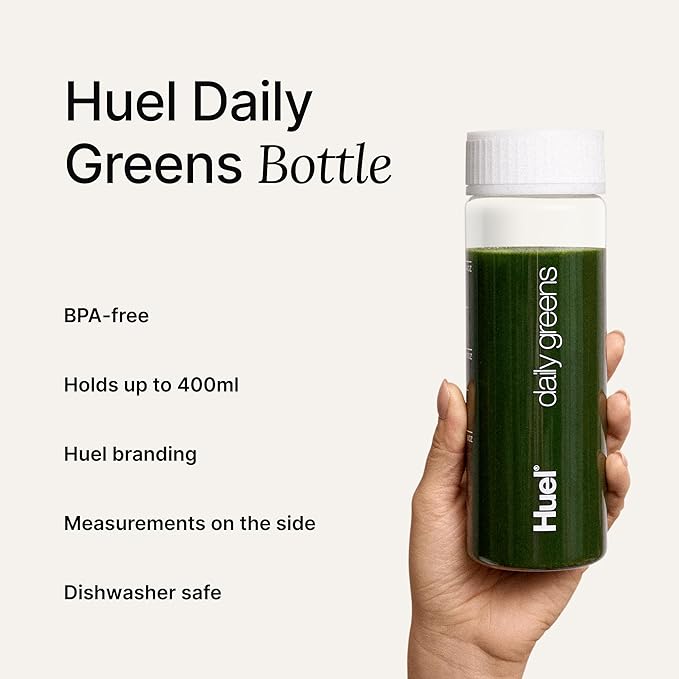 Huel Daily Greens Bundle | Peach Passionfruit Daily Greens Bag + Bottle | 30 Servings | Superfood Greens Powder | 91 Vitamins Minerals and Wholefood-Sourced Ingredient