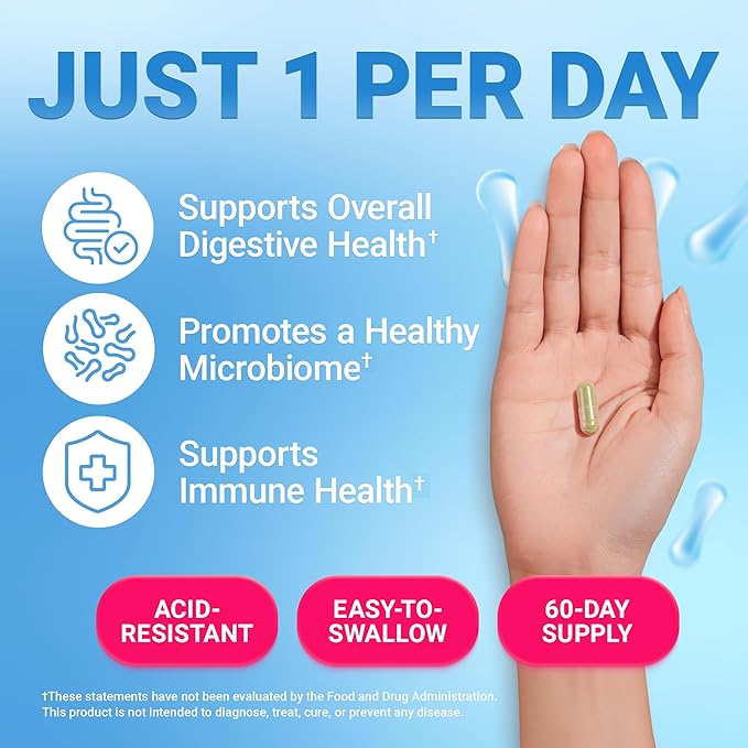 Dr. Berg Probiotic Supplement (60 Billion CFUs) - Helps Ease Occasional Constipation Diarrhea Gas &amp Bloating* - Pre and Probiotics for Digestive Health - 60 Probiotic Capsules