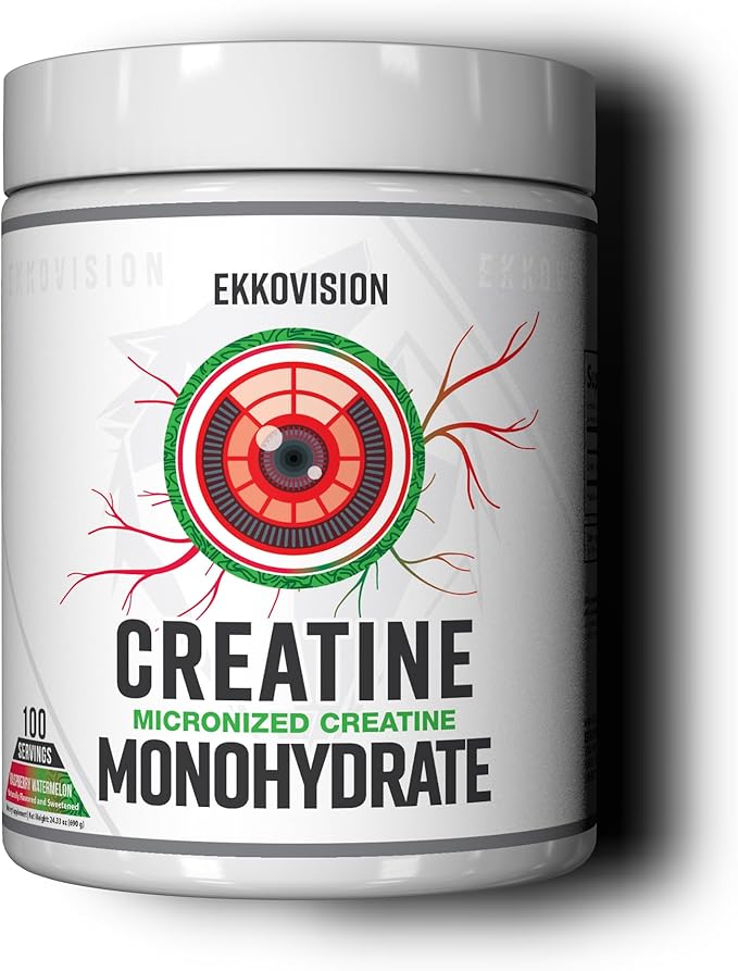 Ekkovision Creatine Monohydrate Powder Micronized Raspberry Watermelon Pre &amp Post Workout Supplement for Men and Women Energy Support Easy to Mix in Shakes Smoothies &amp Beverages 100 Ser