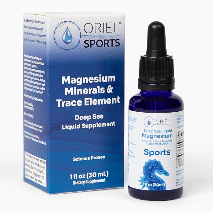 Oriel Liquid Magnesium Drops for Sports Rapid Absorption Free Ion Magnesium Minerals and 78 Trace Elements Supports Normal Electrolyte Balance Performance Endurance Recovery 30ml 30-Day Supply