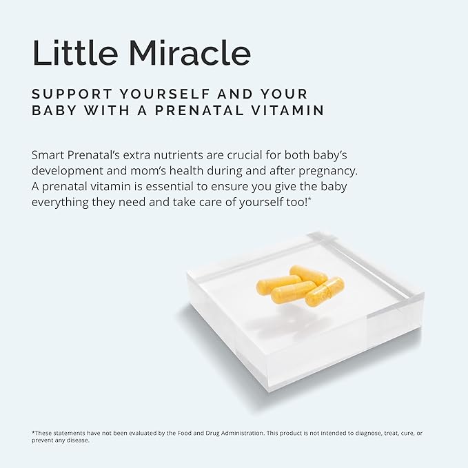 BRAINMD Dr Amen Smart Prenatal - 120 Capsules - Multivitamin for Mom &amp Baby Promotes Healthy Pregnancy &amp Growth &amp Development in Babies - Gluten-Free - 30 Servings