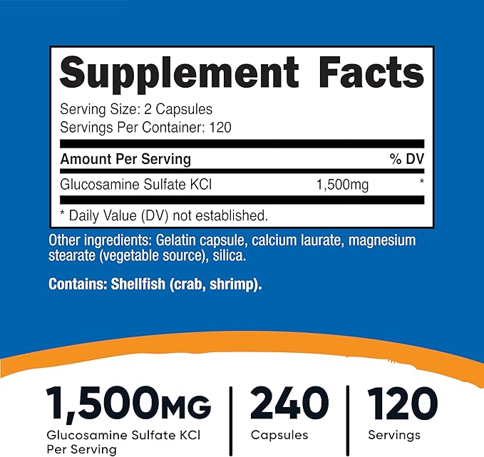 Nutricost Glucosamine Sulfate 750mg 240 Capsules (2 Bottles) (1500mg Per Serving)