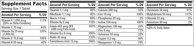 Centrum Multivitamin Tablet for Women Multivitamin/Multimineral Supplement with Iron Vitamins D3 B and Antioxidants - 200 Count