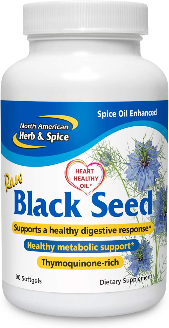 North American HERB &amp Spice Black Seed Oil 1000 mg - 90 Count - Liver Gallbladder &amp Intestinal Function - Heart &amp Digestive Health - Black Seed Oil Oregano Oil Fennel - Non-GMO - 45 Ser