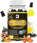 Black Seed Oil Gummies with Ashwagandha &amp Irish Sea Moss &amp Elderberry – Immune Support Supplement with Vitamin C D3 Zinc Nigella Sativa Black Cumin Gummy for Hair Growth &amp Joint Health