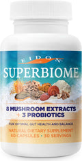 Eidon Ionic Minerals SuperBiome Mushroom Extract Supplement Mushroom Complex Capsules with Reishi Chaga Lions Mane Cordyceps Turkey Tail 30 Servings