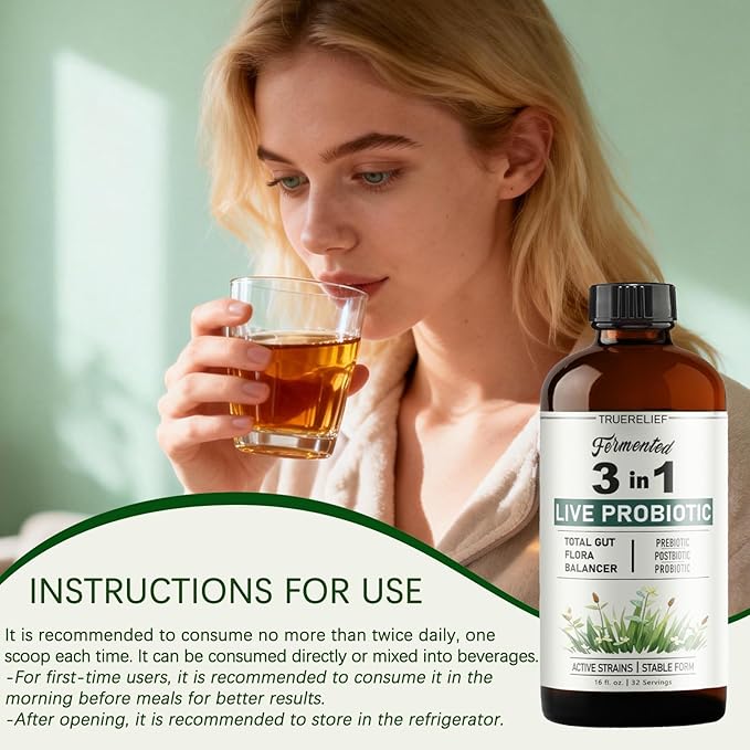 3-in-1 Live Liquid Probiotic &amp Prebiotic with Postbiotic | Refrigerated Live Cultures for Women &amp Men | 10 Strains &amp 18 Herbs for Complete Gut Health &amp Microbiome Support (16 fl oz) (1