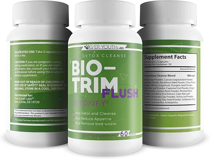 Bio Trim Flush - Our Best Colon Cleanse Detox - Gut Colon Cleanse w/Probiotics - Natural Colon Cleansing Supplement - Keto Colon Detox Pills