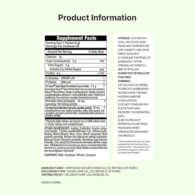 Digestive Enzymes with Kamut Khorasan Wheat &amp Bromelain Advanced Enzyme Blend for Gluten &amp Casein Digestion Bloating &amp Gas Relief Gut Health Support On-The-Go Stick Packs 3g x 30 Packe