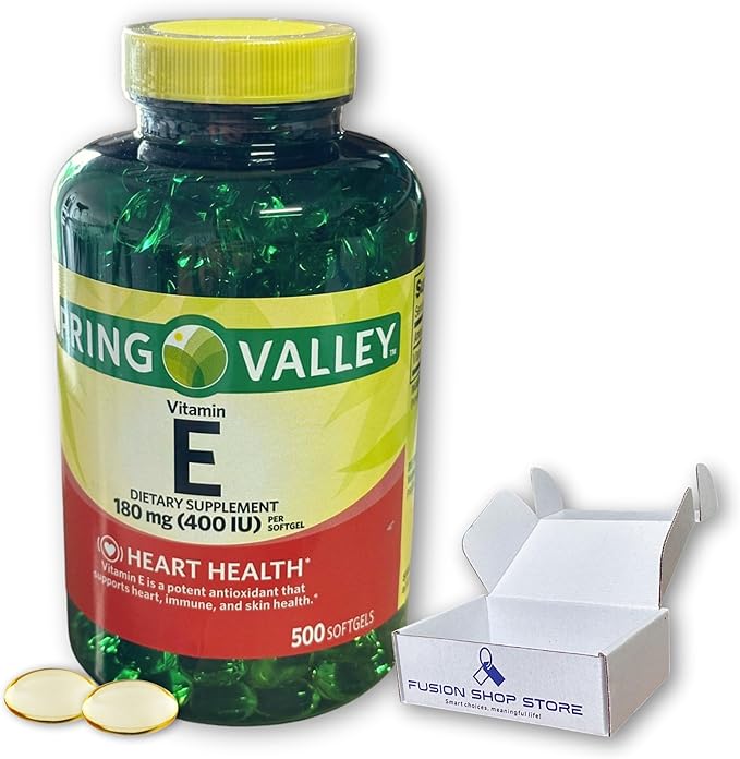 Vitamin E 400 iu 180mg softgels 500 ct Hair Skin and Nails Vitamin (Pack of 1) Boxed by Fusion Shop Store