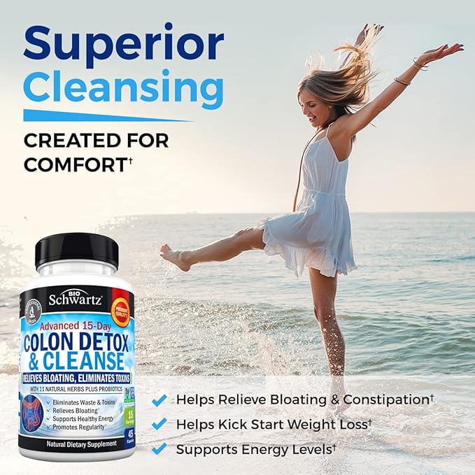 BioSchwartz 15 Day Cleanse for Colon and Gut Health Plus Cold Pressed MCT Coconut Oil Capsules (2 Month Supply)