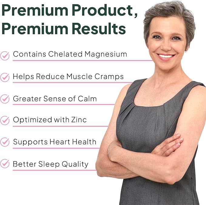 Organics Ocean Pure Magnesium Glycinate with Zinc - Maximum Strength Chelated Magnesium Supplement for Women and Men for Muscle Cramps and Sleep Support - 2 Bottles