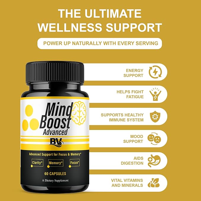 BLUE VIBE Mind Boost Premium Health &amp Wellness Nootropic Supplement MindBoost Advanced All Natural Health Management &amp Overall Wellness Support Supplement Formula Pills (3 Pack - 180 Capsules