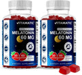 Vitamatic Sugar Free Melatonin 60 mg - 60 Vegetarian Gummies - Non-Habit Forming Supplement- 2 Pack