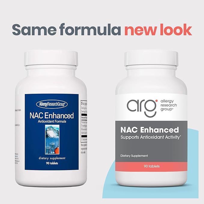 Allergy Research Group NAC Enhanced Supplement - N-Acetyl-L-Cysteine Glutathione Precursor Supports Immune Function Mucus Clearance - 90 Count