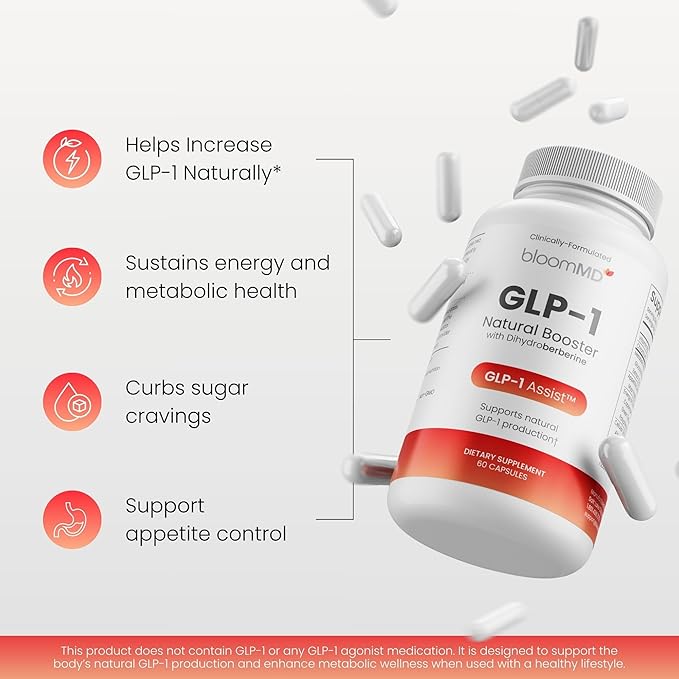 GLP-1 Natural Booster with Dihydroberberine Dietary Supplement for GLP-1 Production Support 60 Capsules